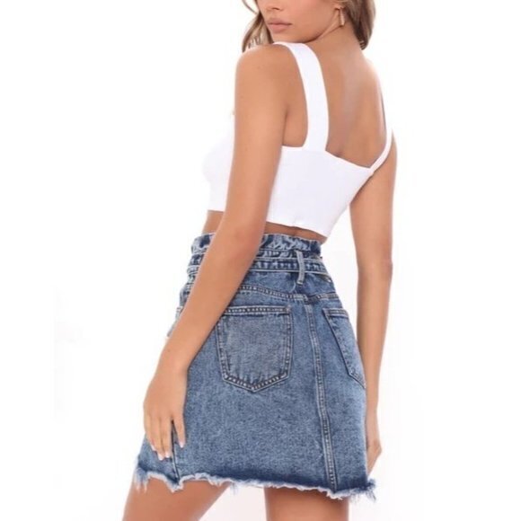 Ambiance Cotton Blend Square Neck Wide Straps White Cropped Tank Size M RefFNB - Picture 10 of 10